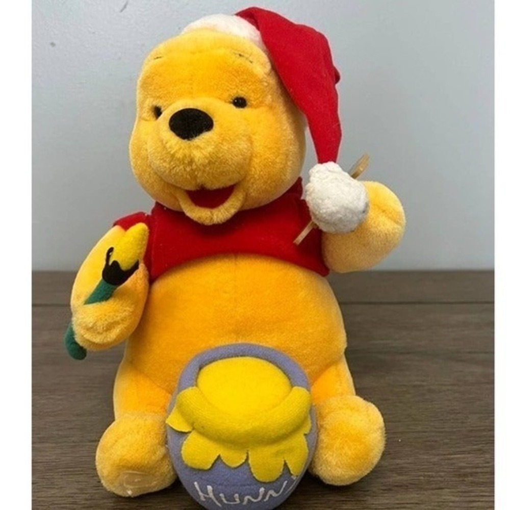 Disney Winnie the Pooh Christmas Telco Motion-Ette Plush Honey Pot Santa Figure